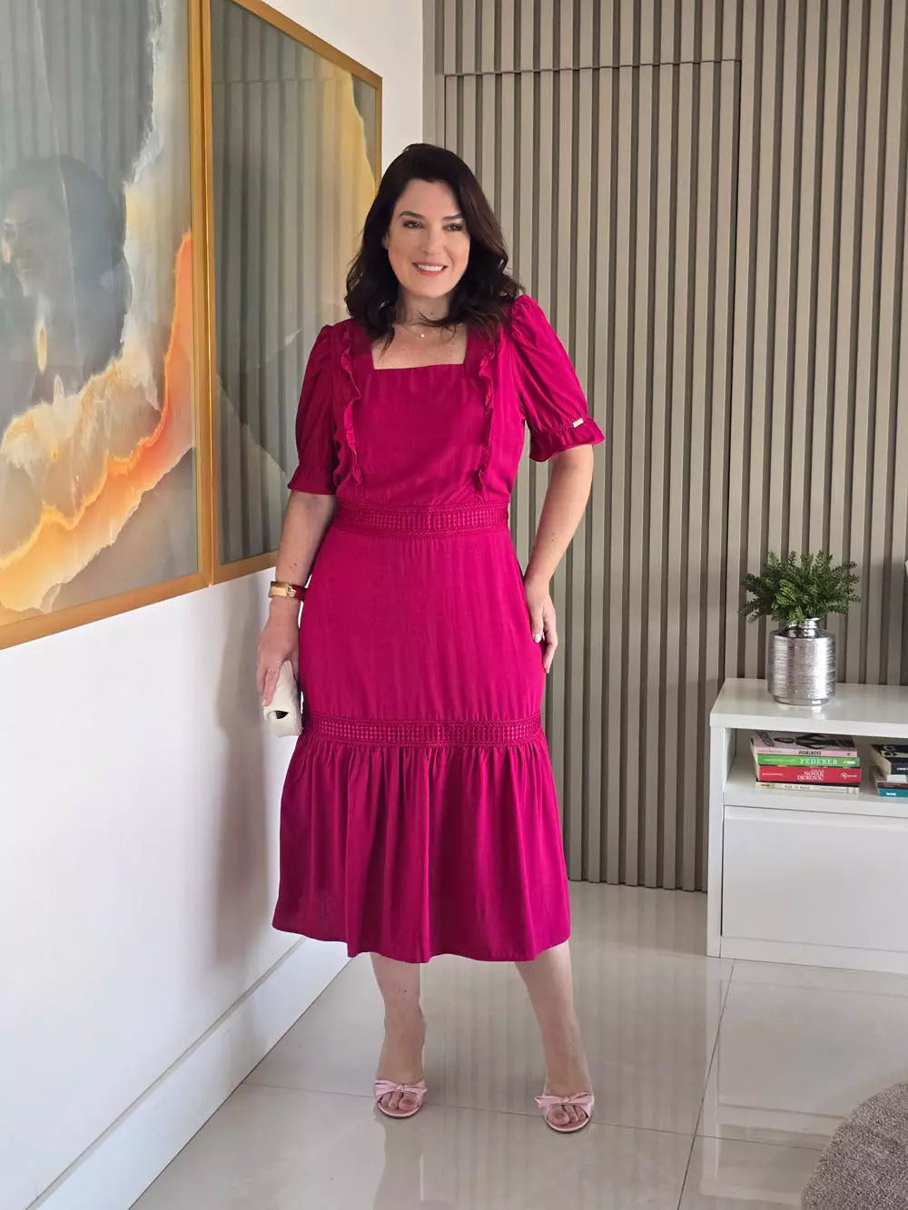 VESTIDO MIDI DETALHE GUIPIR