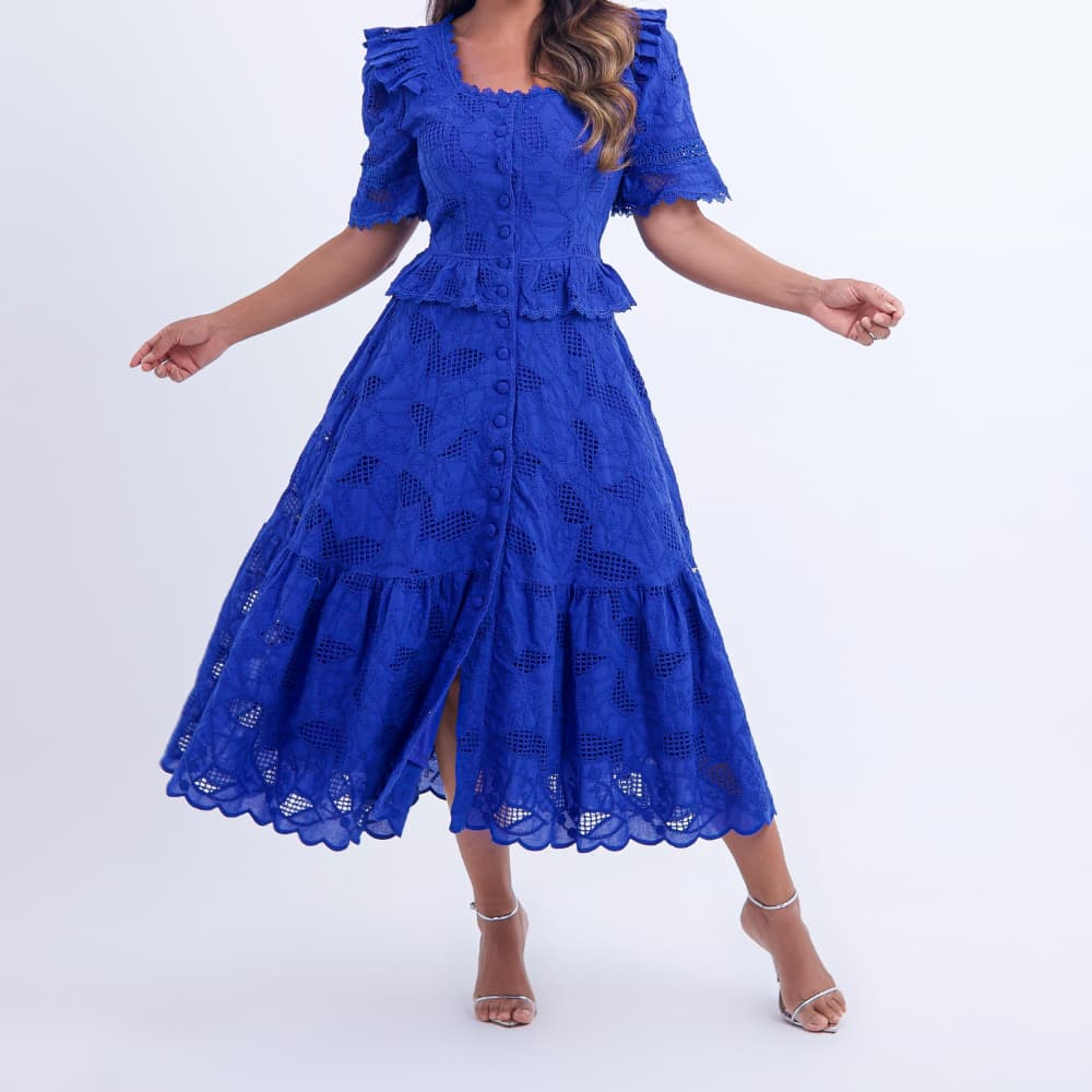 Vestido Feminino Midi Renda Azul Emily - FL17
